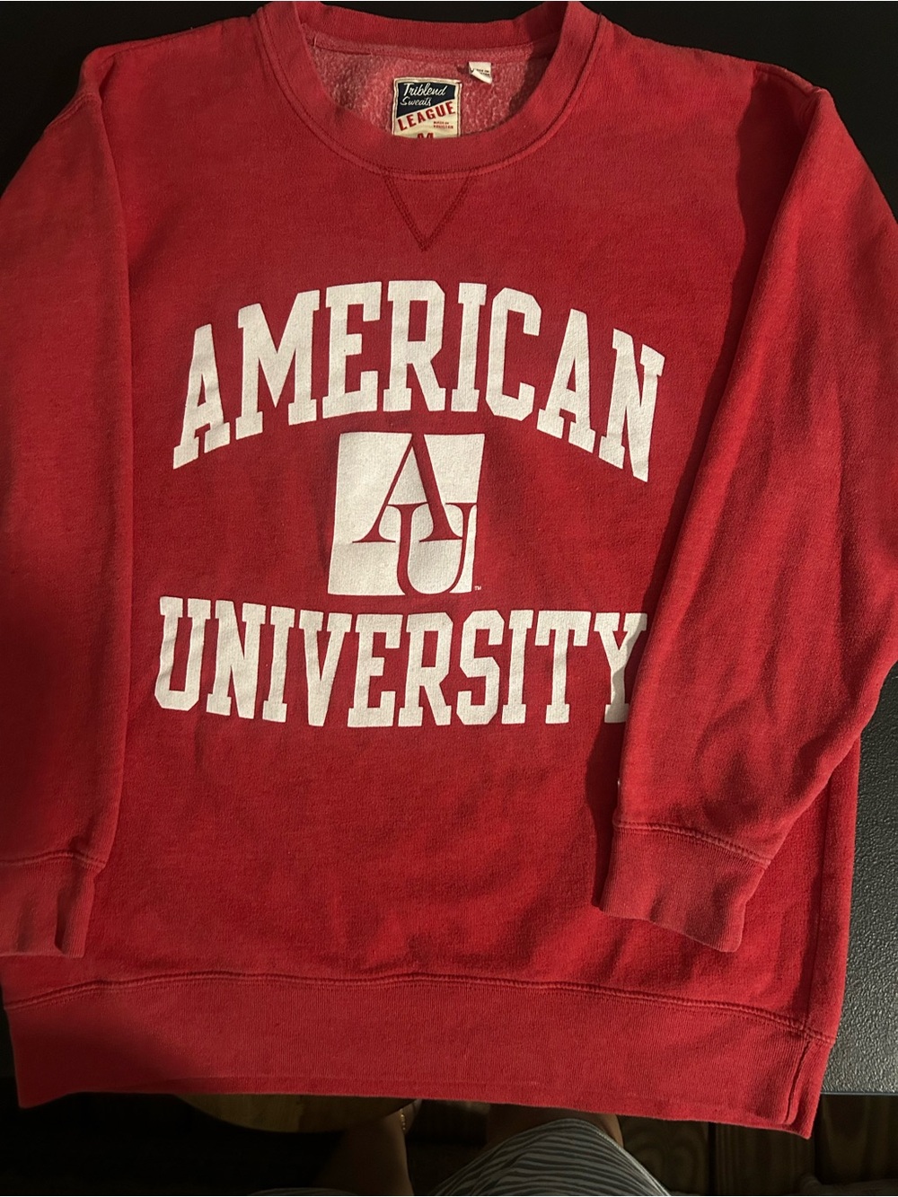 Vintage American University Sweatshirt Red Triblend Sweats Crewneck M College